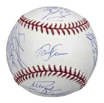 2004 Boston Red Sox Team Signed OML Selig World Series Baseball With 22 Signatures Including Wakefield, Francona, and Ortiz (MLB Authenticated)